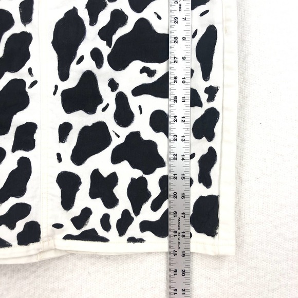 Old Navy Womens 12 Bright White Pencil Skirt Hand Painted Cow Print Stretch Mini - Picture 5 of 7